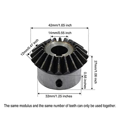 2Pcs Bevel Gear Tapered Bevel Pinion Gear Bevel Gears 2 Module 20 Teeth for Hardware Mechanical Rotation (20T 14mm Hole) - size: 20T 14mm Hole