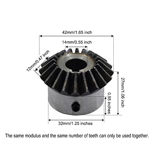 2Pcs Bevel Gear Tapered Bevel Pinion Gear Bevel Gears 2 Module 20 Teeth for Hardware Mechanical Rotation (20T 14mm Hole) - size: 20T 14mm Hole