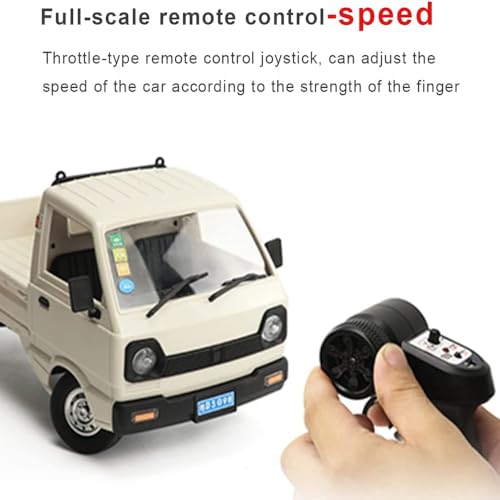 WPL D12Mini Kei Truck RC Car 1/16 2.4Ghz Remote Control Rock Crawler Off Road Truck with Brushed Motor, LED Headlights, Middle Engine Rear Drive RTR Toys Car for Adults
