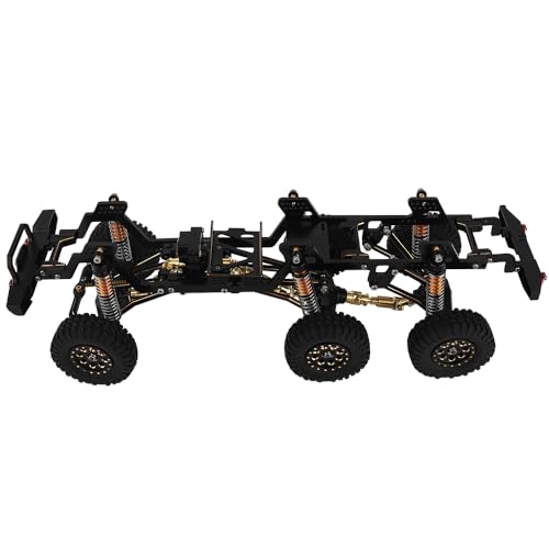 TRX-4M 6x6 RC Chassis Frame with Axles Transmission Wheels Skid Plate DIY for TRX4M 1/18 RC Crawler Metal Upgarde Parts (Black) - color: Black