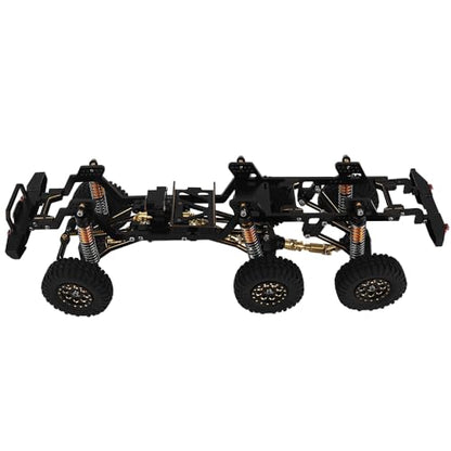 TRX-4M 6x6 RC Chassis Frame with Axles Transmission Wheels Skid Plate DIY for TRX4M 1/18 RC Crawler Metal Upgarde Parts (Black) - color: Black