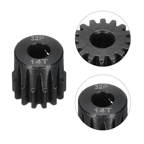 32P Steel Pinion Gear Set 14T for 5mm Shaft Hardened Steel Pinion Gear with Shaft Coupler Connector for RC Motor - style: 14T