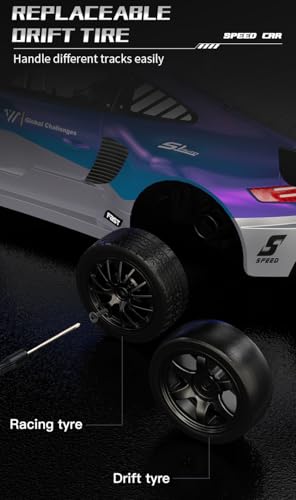 KF28 1/16 Scale Drift RC Car with Full Proportional RTR 2.4GHZ Remote Control and APP Control Speed Racing Cars (Blue)