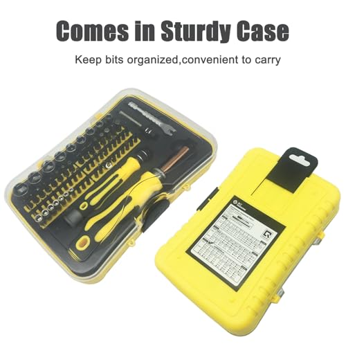 70-in-1 Screwdriver Bit Set - Magnetic Precision Bits for Electronics, Furniture & Auto Repair, CR-V Steel with Portable Case (1/4" Hex Shank with 2 Handle)