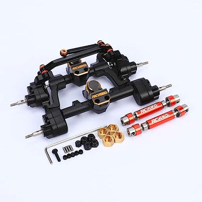 RCAWD All Metal Front Rear Axles with Center Drive Shaft and Diff Gear for 1/24 ECX Barrage Portal Axle RGT FTX Series RC Crawler Upgrades Parts Black - color: Black