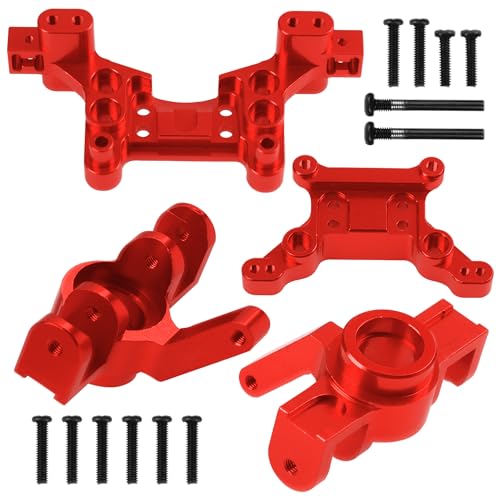 Share Goo ShareGoo Aluminum Swing Arms & Steering Knuckle Kit & Shock Absorbers & Shock Tower Compatible with Hyper Go H16BM H16DR H16 MJX 16207 16208 16209 1/16 RC Upgrade Parts (Red) - color: Red