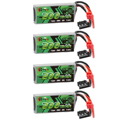 4PCS 7.4V Lipo Battery 2S 20C 200mAh Rechargeable Lithium Battery with PH2.0 Plug for RC Car Trucks Axial SCX30 - color: 200mAh/ 4pcs