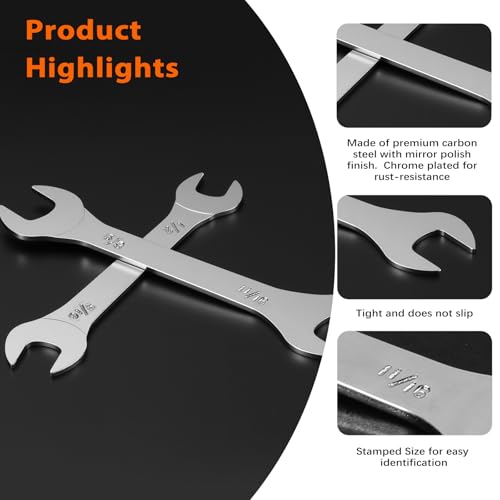Super-Thin Open End Wrench, 3mm Ultra Thin Open End Wrenches 8 x 10mm Chrome Vanadium Steel Wrench for Tight Spots Repair - size: 8 x 10mm