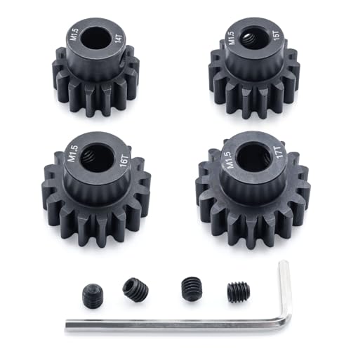 M1.5 Pinion Gear 14T 15T 16T 17T 8mm Shaft Steel Motor Gear Set for 1/5 1/6 1/7 1/8 1/10 Tra-xxas Arrma HSP HPI AXIAL LOSI RC Car Brushed Brushless Motor - size: 14T 15T 16T 17T