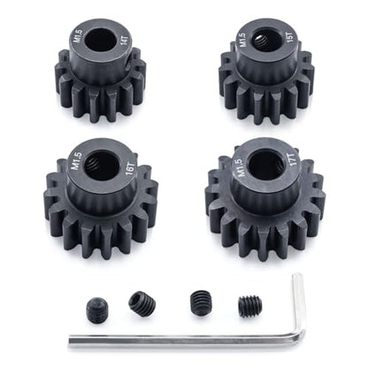 M1.5 Pinion Gear 14T 15T 16T 17T 8mm Shaft Steel Motor Gear Set for 1/5 1/6 1/7 1/8 1/10 Tra-xxas Arrma HSP HPI AXIAL LOSI RC Car Brushed Brushless Motor - size: 14T 15T 16T 17T