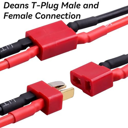 Mini Tamiya Connector to Deans - T Plug 10pcs 16AWG Male Reversed Female Cable Wire Adapter for Airsoft RC Car Truck ESC Lipo Nimh Battery Connectors Charging Connection 5 Pairs