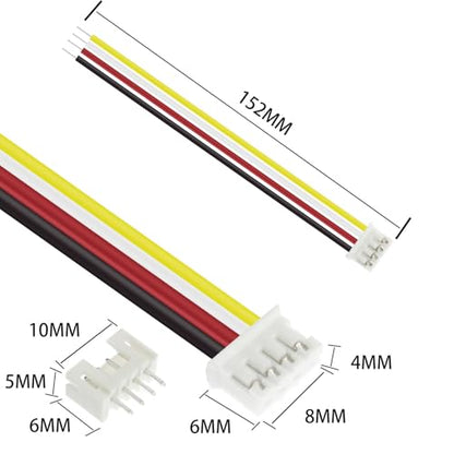 10Pcs Jst 2.0 Ph 4 Pin Connector Plug, Include 5pcs Mini 4 Pin Jst Ph2.0 Connector Plug Female with 150mm Cable Wire & 5pcs Male Micro Jst Ph2.0mm 4 Pin Connector Plug - size: Jst-2.0-Ph-4Pin-10pcs