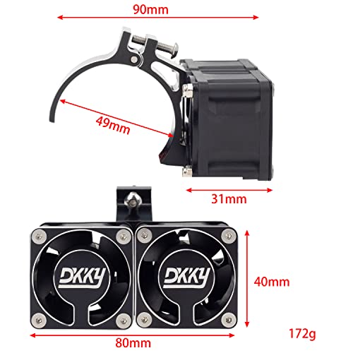 DKKY RC Motor Cooling Fan Heatsink 21000 RPM with 47-51mm Adjustable Mount for 1717 4985 Motors ARRMA Infraction Felony Limitless and Axial, Black - color: Black