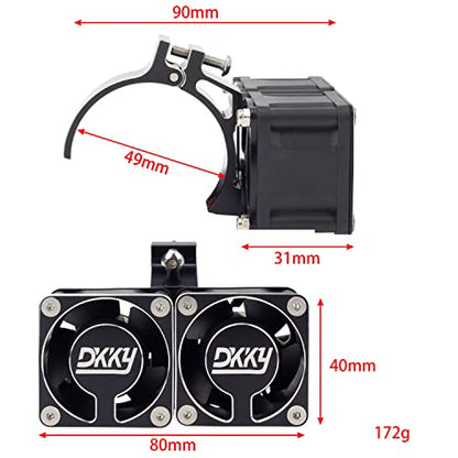 DKKY RC Motor Cooling Fan Heatsink 21000 RPM with 47-51mm Adjustable Mount for 1717 4985 Motors ARRMA Infraction Felony Limitless and Axial, Black - color: Black