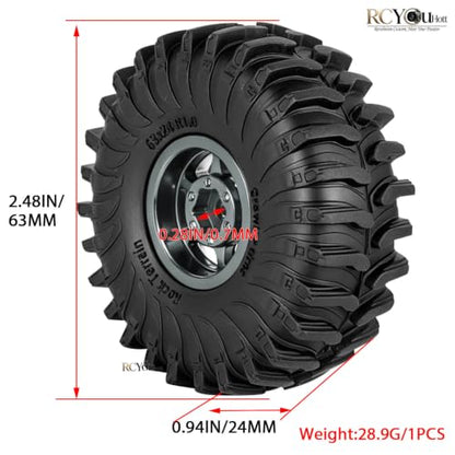 RC 1.0 Beadlock Wheels Tires Set for 1/24 SCX24 FCX24 1/18 Trx4m RC Crawler Car,Aluminum Wheel Rims/Soft Rubber Tires Wheel Tire,(4PCS) 1.0 Beadlock Wheels,Titanium - color: Titanium- (Wheel Tires)
