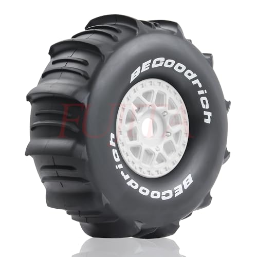 fujita 1/7 1/8 RC Off-Road Truck tyre Set Desert Beach Snow tyre 140mm OD for TRX UDR 85086-4 ARRMA Mojave EXB YK4072 4073 YKDF7 TB7 /17mm hex (White) - color: White