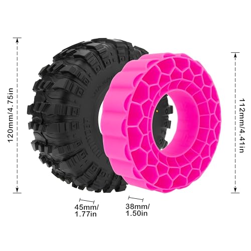 MEUS RACING 1.9" MS6 Super Bouncer Tires and Super Soft Silicone Rubber Inserts for Axial SCX10 TRX4 Redcat Gen8 1/10 RC Crawler