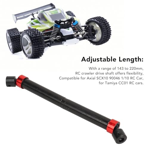 RC Car Drive Shaft Parts, 143 220mm RC Steel Drive Shaft Metal Drive Shafts Front Drive Shaft Set Accessory for Axial SCX10 90046 CC01 1/10 RC Car Crawler (Black)