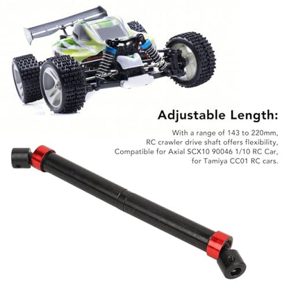RC Car Drive Shaft Parts, 143 220mm RC Steel Drive Shaft Metal Drive Shafts Front Drive Shaft Set Accessory for Axial SCX10 90046 CC01 1/10 RC Car Crawler (Black)