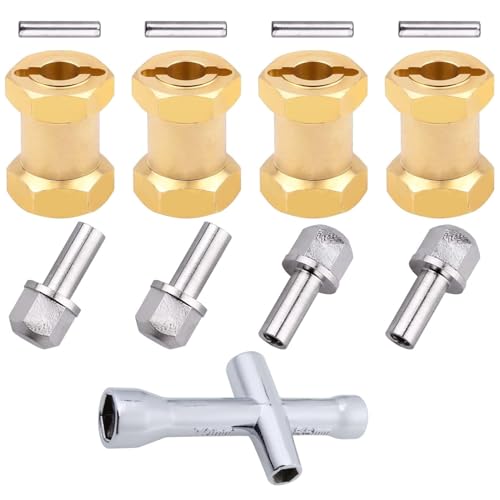 HobbyPark RC Brass Spacers 12mm Wheel Hex Hubs Extenders for 1/10 RC Crawler Axial SCX10 Wheels Extension Hex Drive Adapter (18mm)
