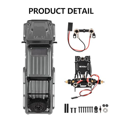 SCX24 Body 6x6 Conversion Kit PC Body with Lights Frame-Axle Assembly for Bronco JLU C10 Basecamp Axial SCX24 6×6 RC Crawler Upgrades - style: Titanium gray