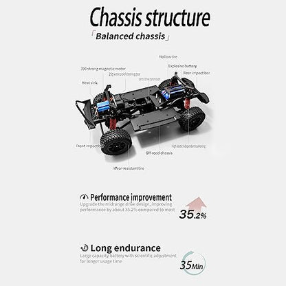GoolRC RC Crawler, 1:12 Scale 4WD Remote Control Car, Off-Road Truck with Lights, 2.4Ghz RC Rock Crawler 4x4 All Terrain RC Car with 3 Battery - color: Black, size: 3 Battery