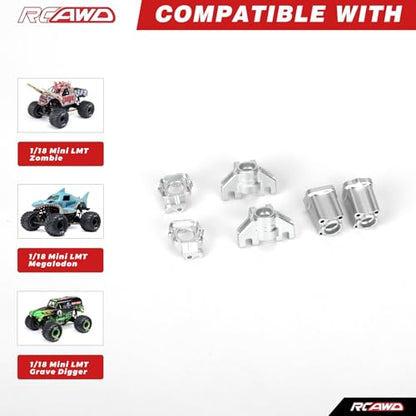RCAWD 7075 Front C Hub Carrier & Steering Knuckle Arm & Rear Stub Axle Carrier for Losi LMT 1/18 Upgrades Parts #LOS214041#LOS214043 - color: The Set