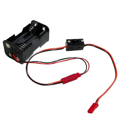 2Set On/Off Power Switch Battery Receiver & 4 Cell AA Battery Container Case Holder Pack Box with JST Plug Compatible with HSP Redcat Axial Traxxas 1/8 1/10 1/16 RC Power Car Crawler Truck