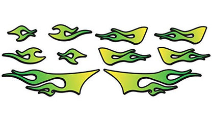 RC car Truck - Tribal Flames - 10pc Body Decal kit - Universal for Arrma Losi HPI Axial Traxxas Redcat Tekno 1/10 1/8 Scale Rock Crawler Stickers (Yellow/Green) - color: Yellow/Green