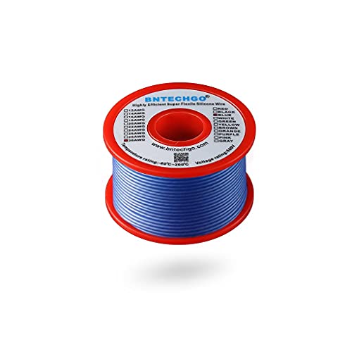 BNTECHGO 30 Gauge Silicone Wire Blue 100ft Stranded Tinned Copper Wire | Flexible 30 AWG Stranded Wire Silicone Rubber Insulation For RC Models, Drone, Robot, LED Lighting Systems, 3D Printer, DIY - size: 30 gauge silicone wire 100ft, style: Blue