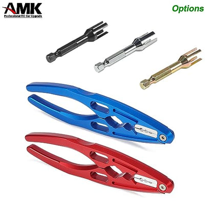 AMK RC Tool Kit Link Rod Ends Assembly 6.35mm Hex Bit Linkages Ball Joint Installing Equipment Shock Clamp 1/10 Scale Accessories for Axial SCX10 TRX4 (Red+Silver) - color: Red+silver