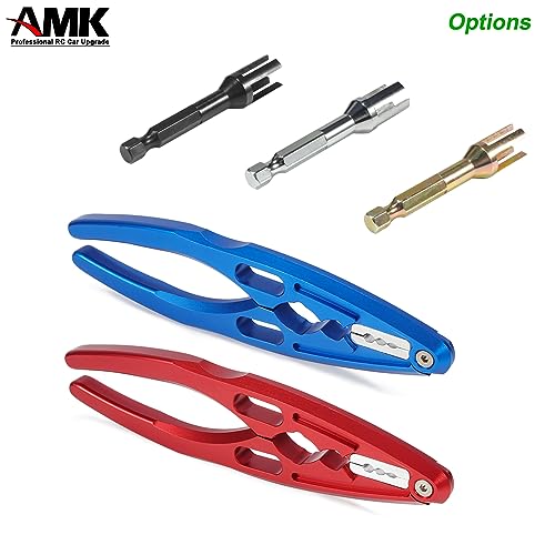AMK RC Tool Kit Link Rod Ends Assembly 6.35mm Hex Bit Linkages Ball Joint Installing Equipment Shock Clamp 1/10 Scale Accessories for Axial SCX10 TRX4 (Blue+Black) - color: Blue+black