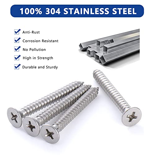 530Pcs Stainless Steel Wood Screws Set #4#6#8#10#12 Phillips Flat Head Sheet Metal Screw Self Tapping Screws Assortment Kit, Length 1/4" to 2" - color: Flat Head - 304 Stainless Steel - 530pcs