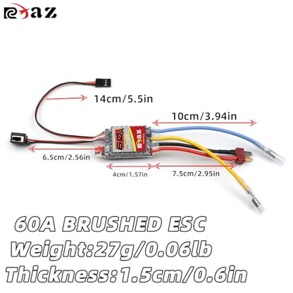 Brushed Power Combo 390 28T Motor 60/320A ESC BEC 6V/2A Splash-Proof for 1/10 1/16 1/18 RC Buggy Car Traxxas LaTrax Teton Rally Desert Prerunner Losi Mini-T 2.0 LMT 4WD, RC Drift Buggy Truck Car - size: 390 28T