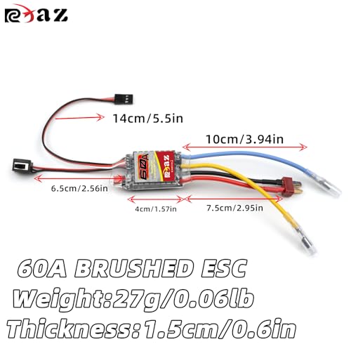 Brushed Power Combo 370 31T Motor 60/320A ESC BEC 6V/2A Splash-Proof for 1/16 1/18 RC Buggy Car Traxxas LaTrax Teton Rally Desert Prerunner Losi Mini-T 2.0 LMT, RC Drift Buggy Truck Car - size: 370 31T