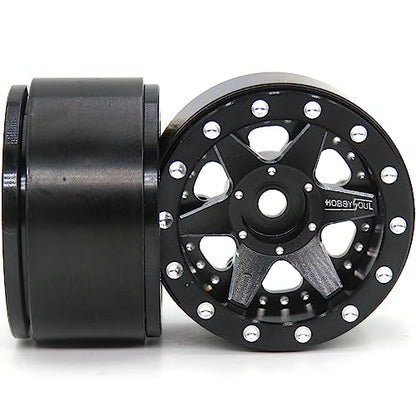 hobbysoul Adjustable Offset 1.0 Beadlock Wheels Rims, RC 1.0 Wheels 20.5g/Rim for RC 1/18 TRX4M Axial SCX24 90081 & Other 1/24 Micro Crawler, (4-Pack) - color: Black