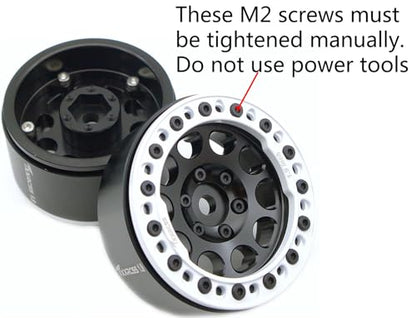 RC 1.9 Beadlock Wheel Rims Hex 12mm Aluminum Wheels Adjustable for Traxxas TRX4 Axial SCX10 Gen8 1/10 RC Crawler Car (Black White) - color: Black White