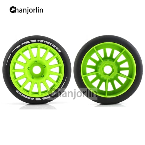 1/8 RC On Road Car Tires And Wheels Rims 17mm Hex 103mm Rubber Rally Tyres For 1:8 Scale RC On-Road Racing Car HPI WR8 HSP Hobao ARRMA Redcat Losi Kyosho VRX RC Rally Drift Car 4PCS (Green A) - color: Green a