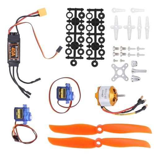 RC Airplane Motor, 2212 KV2200 Brushless Motor 40A XT60T SG90 Servo 6035 Propeller Accessory Kit for RC Aircraft RC Plane Quadcopter Fixed Wing Plane Helicopter Aircraft (Black)