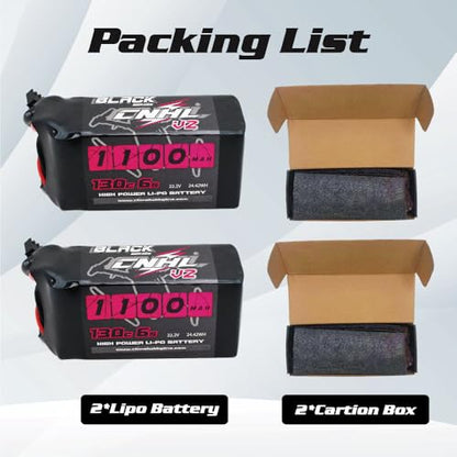 CNHL 1100mAh 6S LiPo Battery 22.2V 130C with XT60 Plug (2 Packs) | High discharge 6S LiPo battery perfectly designed for FPV racing drones, freestyle quadcopters, RC airplanes, and helis.