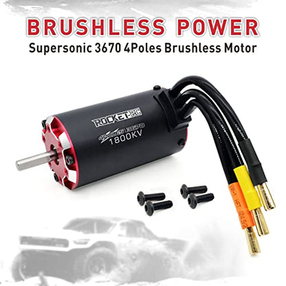 Supersonic 3670 1800KV Waterproof Brushless Motor 4Poles Built-in Temperature Sensor and Sensor Port for 1/8 1/10 RC Car - size: 1800KV, style: 3670 Motor