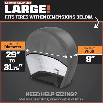 TIRESHIELD PRO Trailer Tire Covers (Set of 2) - Heavy Duty All-Weather UV-Resistant Protective Wheel Covers w/StormLock-System - Year-Round Protection for Your Trailer Tires w/ 29-31.75" Diameter - size: Large - Fits Tire Diameters 29-31.75", style: TIRES
