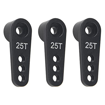 3Pcs ShareGoo Metal 25T Servo Horn 25 Teeth Steering Arm Compatible with Futaba Savox Power HD HSP Servos Motor Compatible with Wltoys Himoto Redcat Traxxas Axial 1/8 1/10 RC Car Truck (Black)