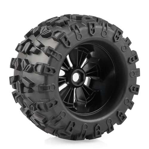 4-Pack 1/8 Monster Truck Tires 3.8 Tires Mounted 17mm Hex Solid 6-Spoke Wheels OD 170mm for 1/8 Arrma 6S Traxxas Summit ERveo Redcat HPI JLB Cheetah RC Off-Road Car (Front and Rear)