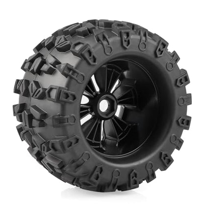 4-Pack 1/8 Monster Truck Tires 3.8 Tires Mounted 17mm Hex Solid 6-Spoke Wheels OD 170mm for 1/8 Arrma 6S Traxxas Summit ERveo Redcat HPI JLB Cheetah RC Off-Road Car (Front and Rear)