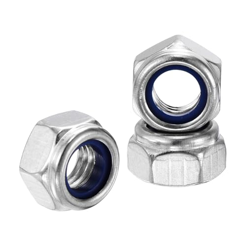 10Pcs Nylon Locking Hex Nuts - [M8-1.25], 304 Stainless Steel Hardware Nuts, Silver, for Automotive, Aerospace, Industrial Applications Use - color: Silver, size: M8x1.25mm