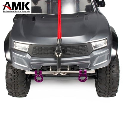 AMK Adjustable 1/10 Scale Bumper Mount Front Rear, Metal Bumper Kit with Modular Fairlead D-Ring Tow Strap for RC Crawler Axial SCX10 Element Enduro Gen7 Gen8 TRX6 TRX4 Upgrades (Black) - color: Black