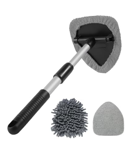 Window Screen Cleaning Brush,Car Accessories Universal Vehicles Window Cleaning Tool with Reusable Cloth Pads,Car Wash Equipment,Automotive Windshield Wiper Tools,Fit for All Cars (Triangle) - size: Triangle