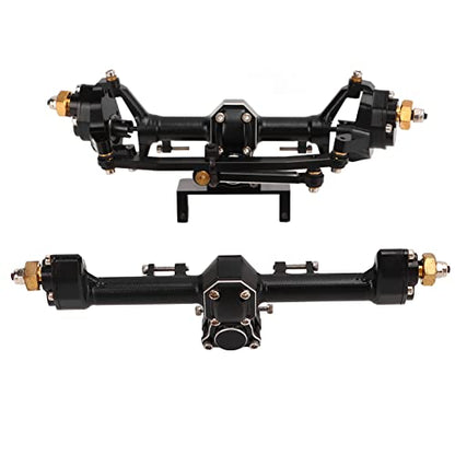 RiToEasysports Portal Axle Kit, CNC Aluminum Alloy Front Rear Assembly with Hardened Steel Gears for Axial SCX24 1/24 RC Crawler Car - color: Black