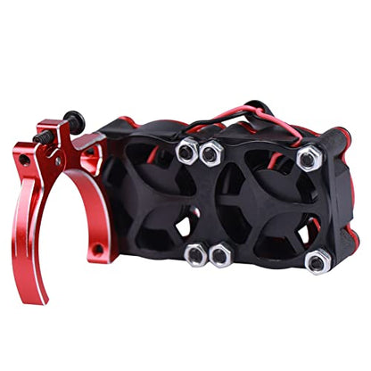 AIMROCK Aluminum 36mm-40mm RC Motor Heatsink w/Double Cooling Fans for 1/10 TRX4 SCX10 RC Crawler (Red)